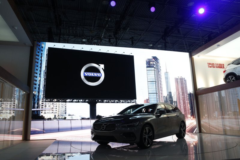 A 2019 Volvo V60 Wagon is unveiled at the 2018 New York International Auto Show. File Photo by John Angelillo/UPI
