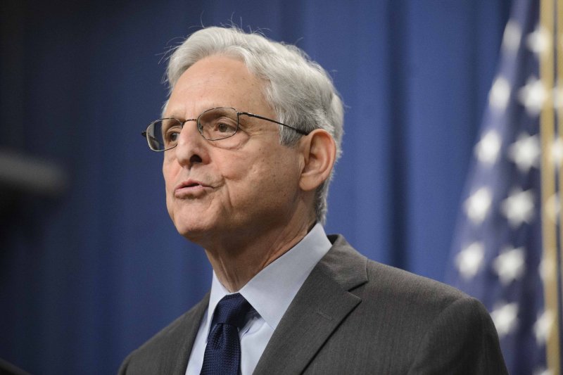 Attorney General Merrick Garland speaks during a press conference at the Robert F. Kennedy Justice Department Building on October 24, 2022. He announced the disruption of the Hive ransomware group. File Photo by Bonnie Cash/UPI