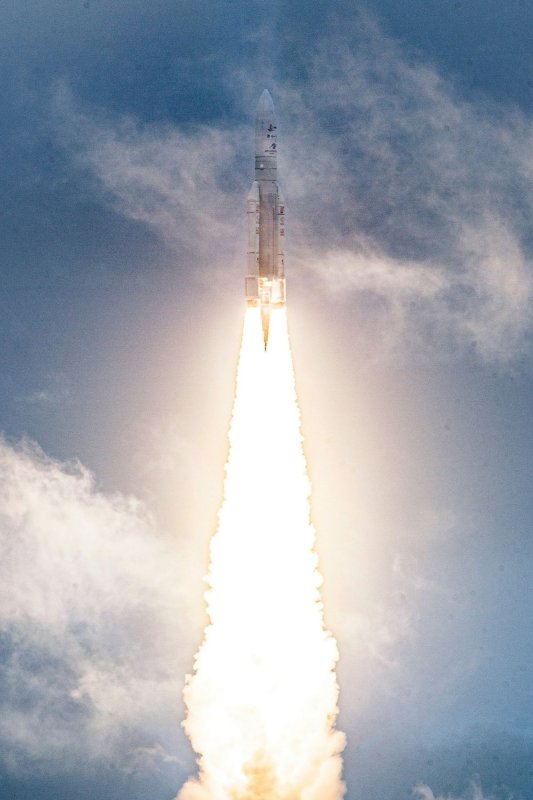 Arianespace's Ariane 5 rocket launches on Saturday with NASA's James Webb Space Telescope onboard, from the ELA-3 Launch Zone of Europe's Spaceport at the Guiana Space Centre in Kourou, French Guiana. NASA Photo by Chris Gunn/UPI
