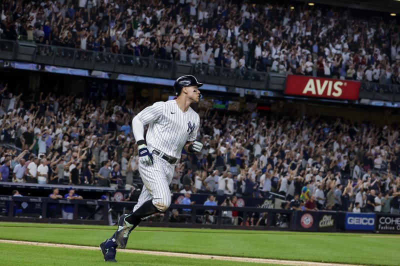 New York Yankees slugger Aaron Judge totaled three hits in a 7-6 win over the Boston Red Sox on Tuesday in Boston. File Photo by Corey Sipkin/UPI | <a href="/News_Photos/lp/59ab0eaa646acfea0740e49f103d5330/" target="_blank">License Photo</a>