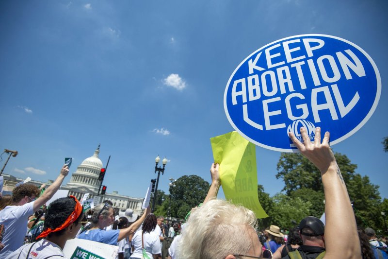 Abortion rights activists and the Planned Parenthood Action Fund hold a demonstration outside the U.S. Supreme Court on June 30. File Photo by Bonnie Cash/UPI | <a href="/News_Photos/lp/066e5c280800f6c07d84d59376f30240/" target="_blank">License Photo</a>