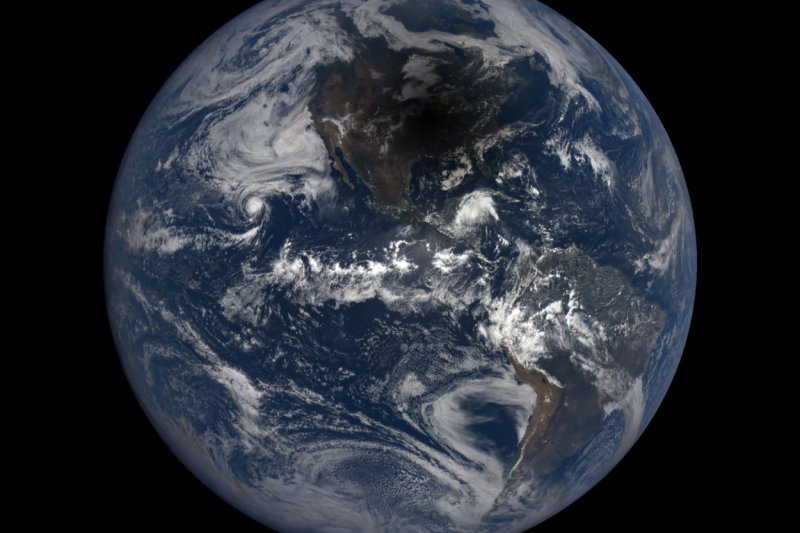 From a million miles out in space, NASA's Earth Polychromatic Imaging Camera (EPIC) captured 12 natural color images of the moon's shadow crossing over North America on August 21, 2017. EPIC is aboard NOAA's Deep Space Climate Observatory (DSCOVR), where it photographs the full sunlit side of Earth every day. Photo by NASA/UPI | <a href="/News_Photos/lp/a36a8265e1fc4cfea72d8fb95507450f/" target="_blank">License Photo</a>
