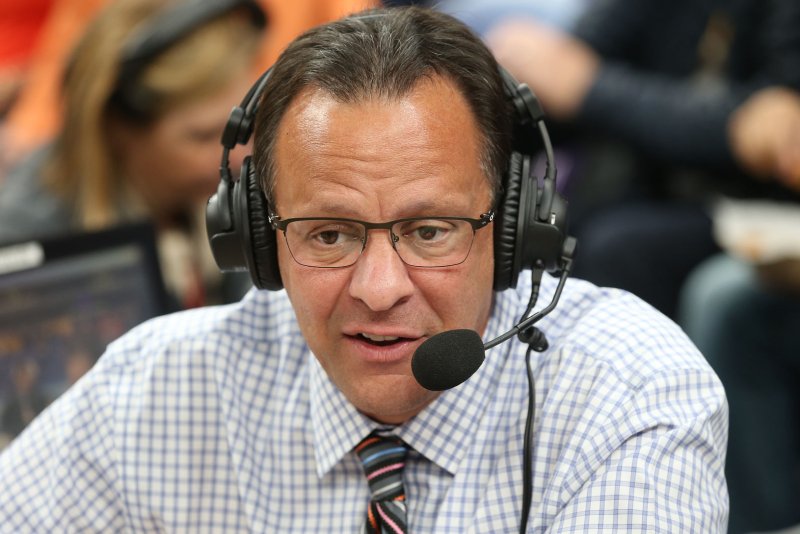 Former Georgia coach Tom Crean, who worked as an announcer in 2017, is out of a job again after he was fired by the Bulldogs. File Photo by Bill Greenblatt/UPI