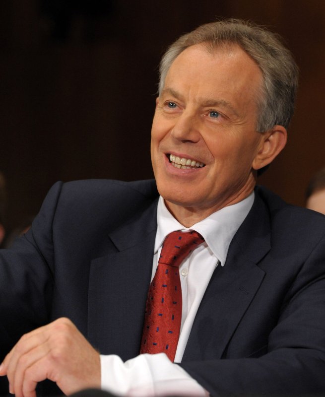Former UK Prime Minister and envoy on the Middle East Tony Blair testifies before the Senate Foreign Relations Committee regarding the ongoing struggle for peace in the Middle East on Capitol Hill in Washington on May 14, 2009. Blair said the roadmap to peace between Israel and Palestinians remains a two-state solution that includes Gaza and the West Bank. (UPI Photo/Roger L. Wollenberg) | <a href="/News_Photos/lp/80b940660a4443baa21619150418844c/" target="_blank">License Photo</a>