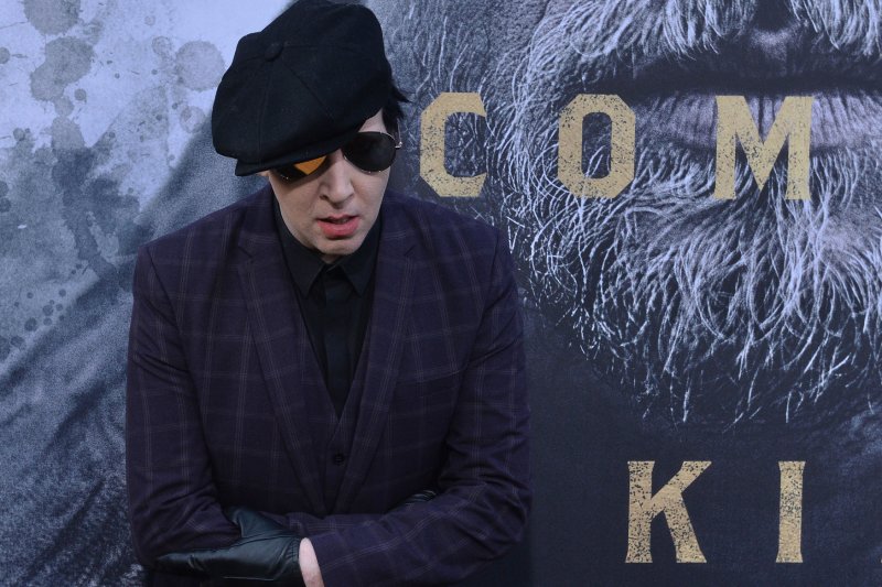 Musician Marilyn Manson attends the premiere of "King Arthur: Legend of the Sword" in Los Angeles on May 8. Manson announced Saturday his father has died, File Photo by Jim Ruymen/UPI