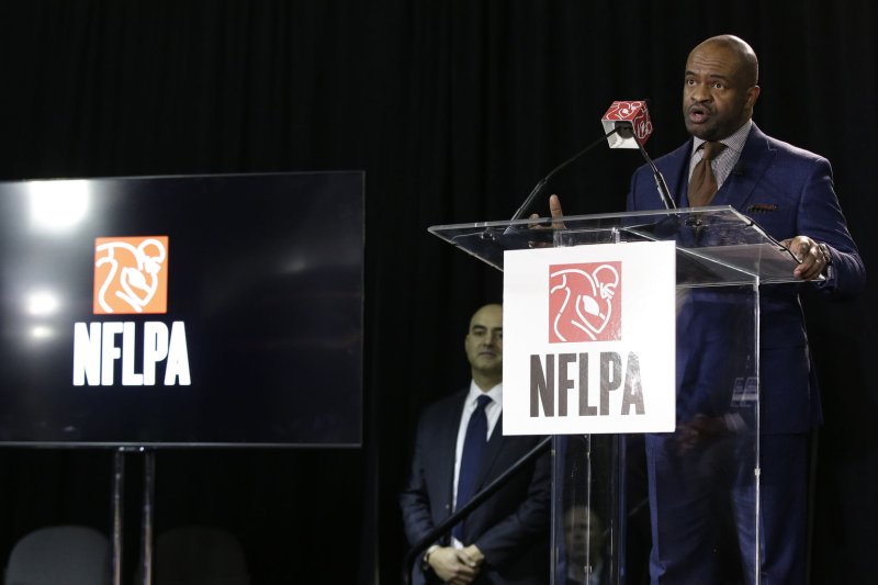 The NFL Players Association declined to vote on the new collective bargaining agreement proposal in hopes of further meetings with NFL owners. File Photo by John Angelillo/UPI