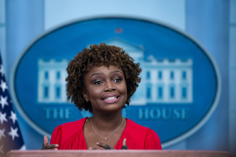 Karine Jean-Pierre on Monday hosted her first briefing as White House press secretary since taking over the role from Jen Psaki. Photo by Al Drago/UPI