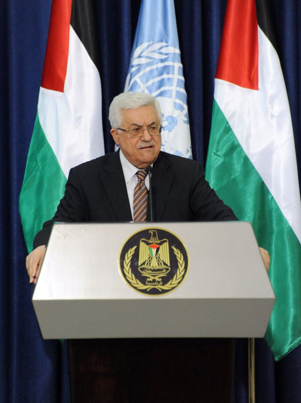 Palestinian President Mahmoud Abbas, shown at a news conference in Ramallah, West Bank, Feb. 1, 2012. . UPI/Debbie Hill