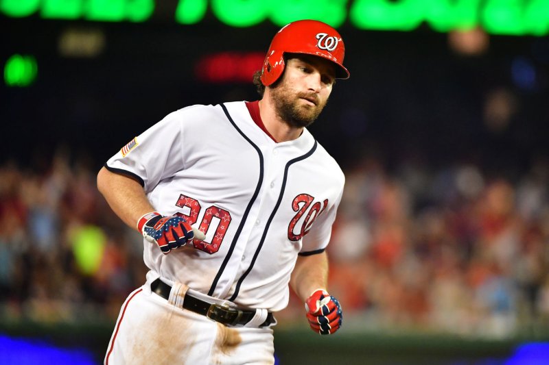 Former Washington Nationals infielder Daniel Murphy was a three-time All-Star selection and had a career .296 batting average with the New York Mets, Nationals, Chicago Cubs and Colorado Rockies. File Photo by Kevin Dietsch/UPI