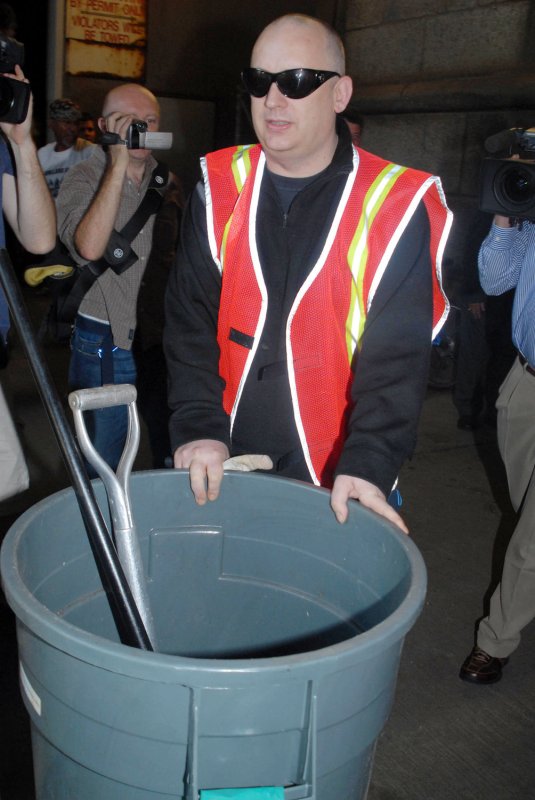George O Dowd better known as Boy George begins his first of five court ordered community service days working for the Department of Sanitation in New York on August 14, 2006. O'Dowd plead guilty in March 2006 to falsely reporting a burglary at his apartment.The officers found cocaine instead. .(UPI Photo/D.Van