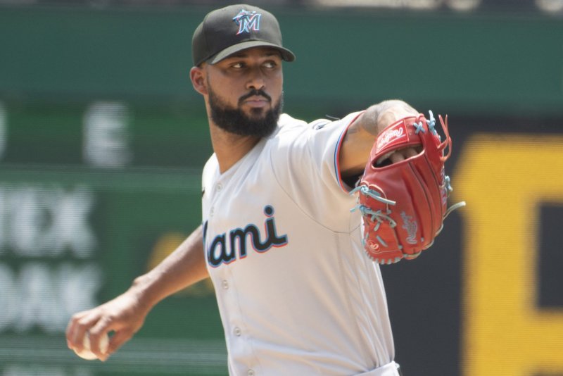 Miami Marlins starting pitcher Sandy Alcantara earned his third career complete game shutout on Wednesday in Miami. File Photo by Archie Carpenter/UPI | <a href="/News_Photos/lp/fe363e0fdae165a7e4dd876e76761185/" target="_blank">License Photo</a>