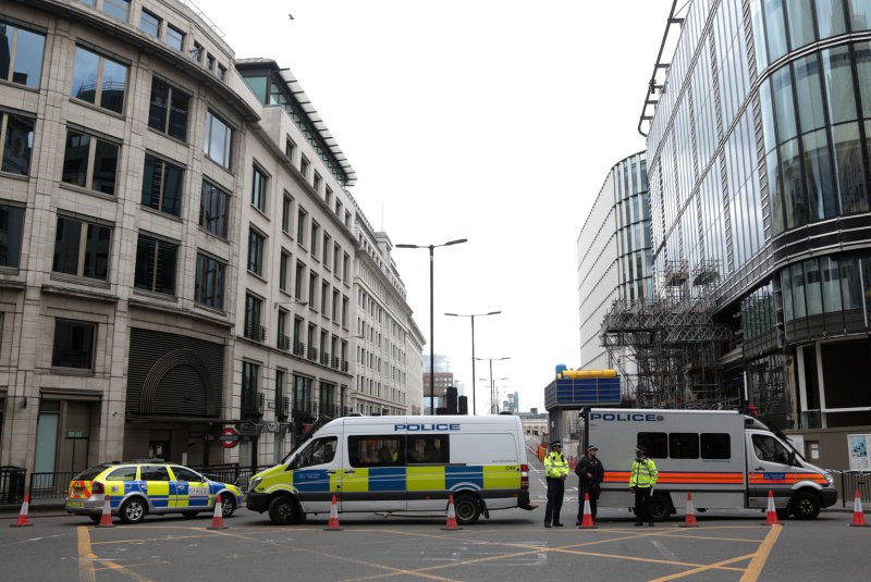 Police officers cordon off London Bridge on June 4, 2017, in London, one day after three terrorists killed eight people and injured 48 people after driving a van at pedestrians and committing a frenzied knife attack in nearby Borough Market. File Photo by Hugo Philpott/UPI