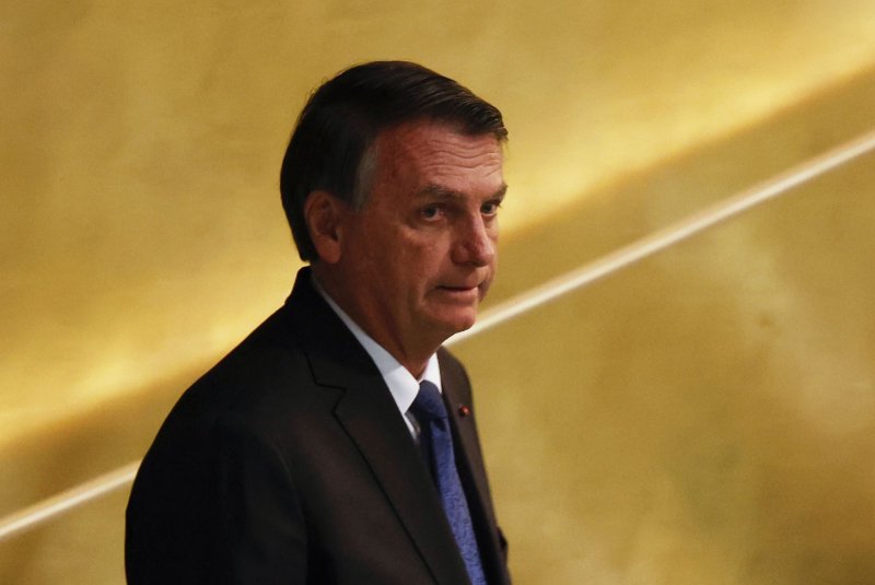 Brazilian President Jair Bolsonaro speaks at the United Nations General Assembly in New York in September. A Brazilian legislator said Thursday that Bolsonaro attended a meeting that discussed overturning the 2022 presidential election, which he lost. File Photo by John Angelillo/UPI