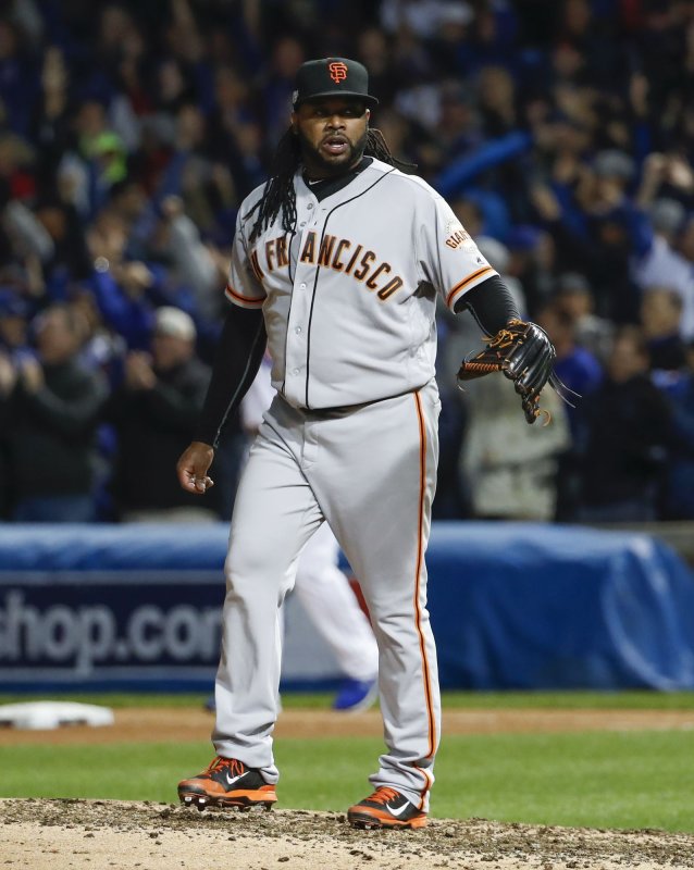 Johnny Cueto and the San Francisco Giants take on the rival Los Angeles Dodgers on Friday. Photo by Kamil Krzaczynski/UPI | <a href="/News_Photos/lp/6c2fbbb4452c2e25e0712b6f1d432372/" target="_blank">License Photo</a>