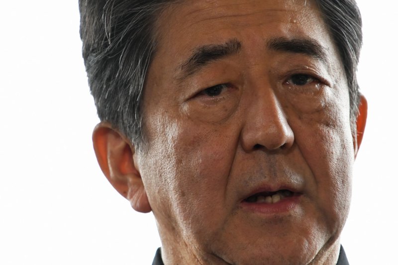 Japan's Prime Minister Shinzo Abe suggested Sunday South Korea has not been compliant with North Korea sanctions. File Photo by Keizo Mori/UPI