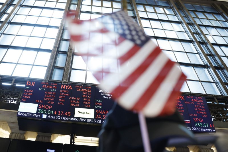 The Dow Jones Industrial Average fell 176 points on Wednesday as U.S. markets fell broadly to kick off trading in June. File Photo by John Angelillo/UPI