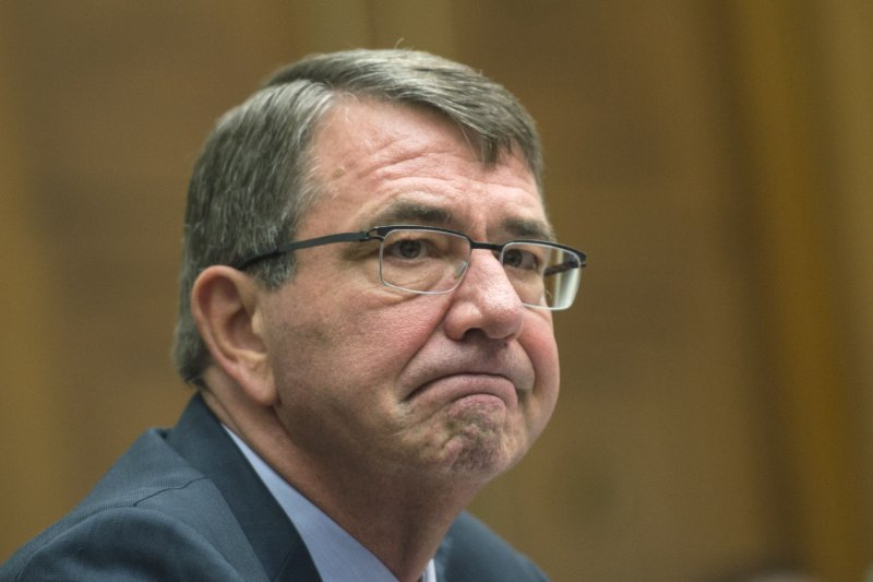 The United States opened a "friendly fire" investigation after 10 Iraqi soldiers were killed or injured in a coalition airstrike near Fallujah. Secretary of Defense Ashton Carter said it was "a mistake that involved both sides." Photo by Kevin Dietsch/UPI