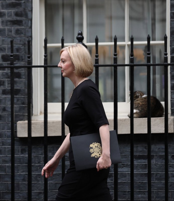 British Prime Minister Liz Truss on Monday reversed plans to abolish the 45% tax rate for the country's highest earners. File Photo by Hugo Philpott/UPI | <a href="/News_Photos/lp/20ee54a44ace87f4fe302799d678112d/" target="_blank">License Photo</a>