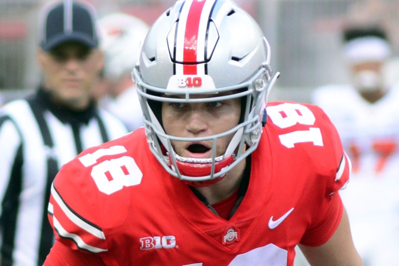 Ohio State Buckeyes quarterback Tate Martell (18) announced his decision to transfer to the University of Miami early Wednesday. Photo by Archie Carpenter/UPI