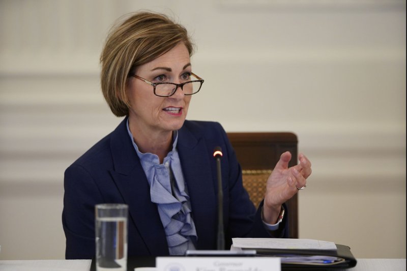 Iowa Gov. Kim Reynolds praised the state Supreme Court decision ending Iowa's state constitutional right to abortion. File Photo by Chris Kleponis/UPI | <a href="/News_Photos/lp/b2953ee28f67d674e4ff0c44ddfcbcd4/" target="_blank">License Photo</a>