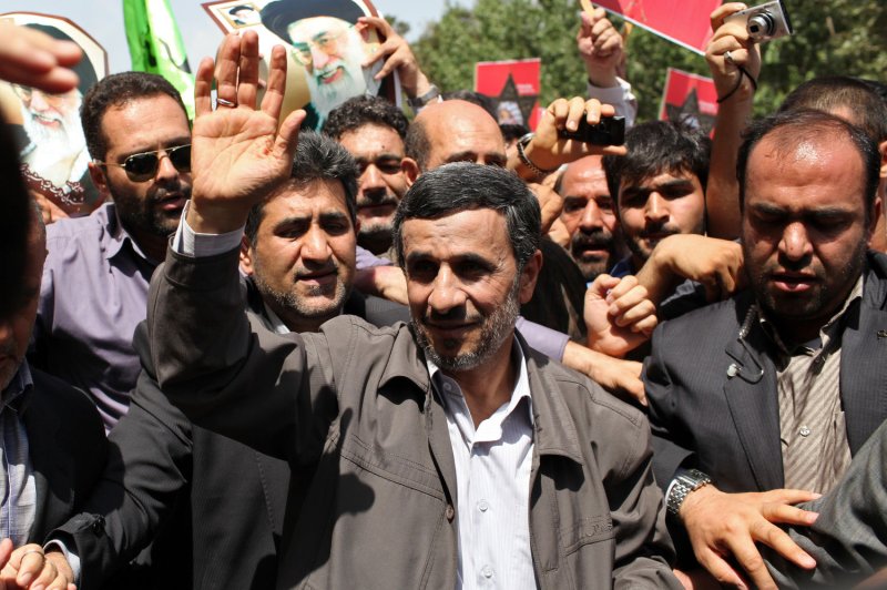 Former Iranian President Mahmoud Ahmadinejad (C), who served from 2005 until 2013, wrote a letter to U.S. President Barack Obama urging the leader to return $2 billion worth of Iranian assets frozen in a New York bank. File photo by Maryam Rahmanian/UPI