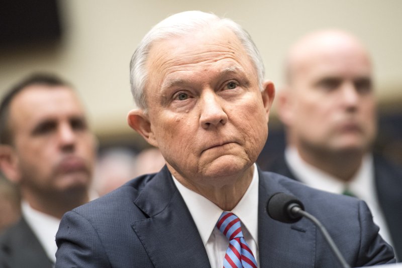 U.S. Attorney General Jeff Session testifies during a House Judiciary Committee oversight hearing of the Justice Department in Washington, D.C. on Tuesday. Photo by Kevin Dietsch/UPI