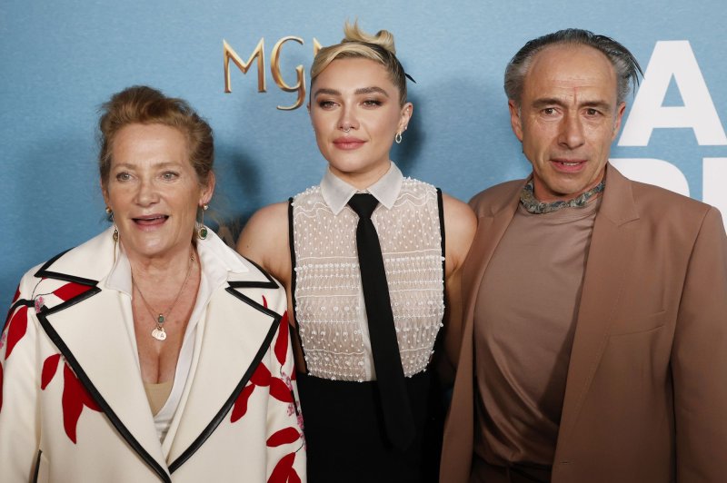 Florence Pugh was joined by her parents at the New York premiere of "A Good Person." Photo by John Angelillo/UPI