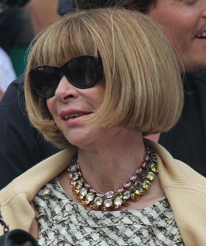 Anna Wintour, Editor-in-Chief of American Vogue magazine, watches the French Open mens final match between Spaniard Rafael Nadal and Roger Federer of Switzerland at Roland Garros in Paris on June 5, 2011. Nadal defeated Federer 7-5, 7-6 (3), 5-7, 6-1 to win his record-tying 6th French Open title. UPI/David Silpa