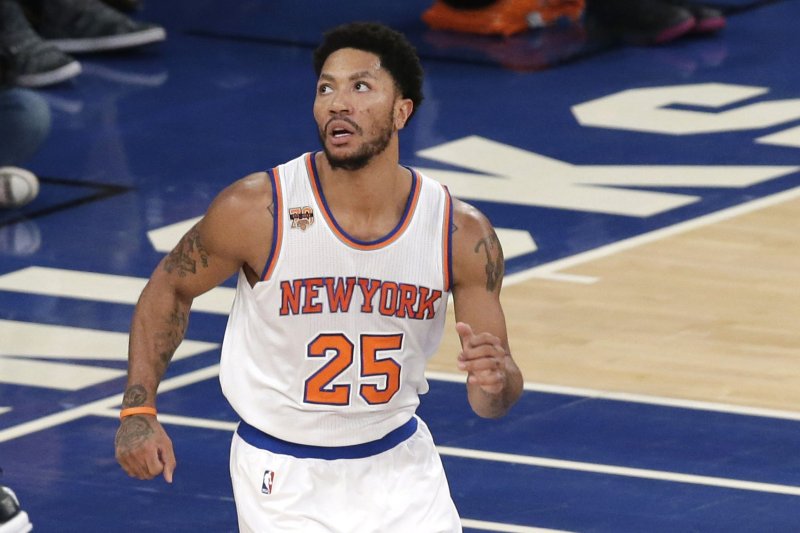 New York Knicks guard Derrick Rose. Photo by John Angelillo/UPI