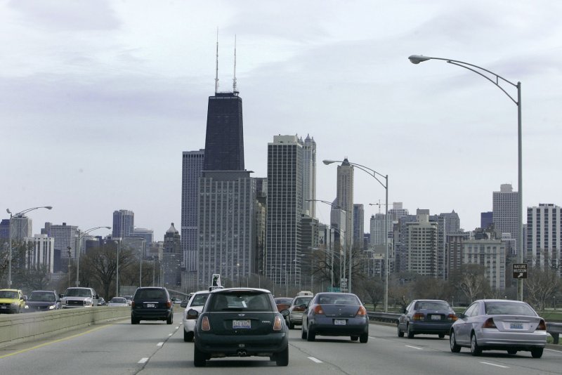 Despite the bad rap they have, researchers say cities are more efficient than suburbs in terms of greenhouse gas emissions. Pictured, traffic heads into downtown Chicago on Lake Shore Drive in 2007. File Photo by Brian Kersey/UPI | <a href="/News_Photos/lp/e674a2e8ec46d3a5406d76651a78e63a/" target="_blank">License Photo</a>