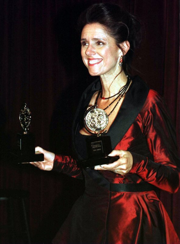 NYP98060803 - 8 JUNE 1998 - NEW YORK, NEW YORK, USA: 1998 Tony Award winner Julie Taymor became the first woman in the 52 year history of the awards ceremonies to win for "Direction of a Musical" (The Lion King). Ms. Taymor also won for her work on the shows costumes at the 52nd annual Tony Awards ceremonies held June 7th at Radio City Music Hall in New York City. UPI ep/Ezio Petersen