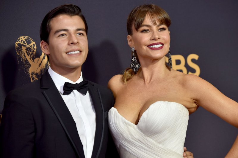 Sofia Vergara, son Manolo all smiles at 2017 Emmy Awards
