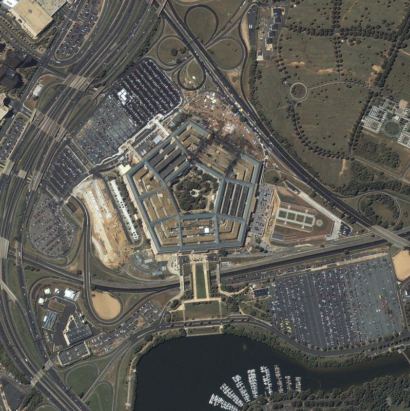 An aerial photo of the Pentagon is shown. File Photo by rlw/SPACE IMAGING UPI