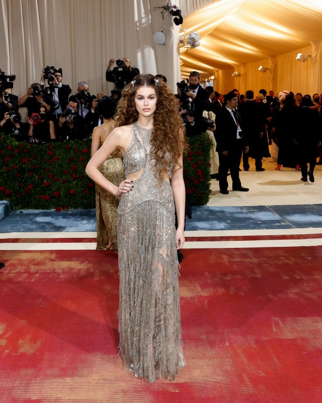 Kaia Gerber arrives on the red carpet for The Met Gala at The Metropolitan Museum of Art celebrating the Costume Institute opening of "In America: An Anthology of Fashion" in New York City on May 2. The model turns 21 on September 3. File Photo by John Angelillo/UPI | <a href="/News_Photos/lp/b81fbde4e612150ef9c093bf0ab00f72/" target="_blank">License Photo</a>