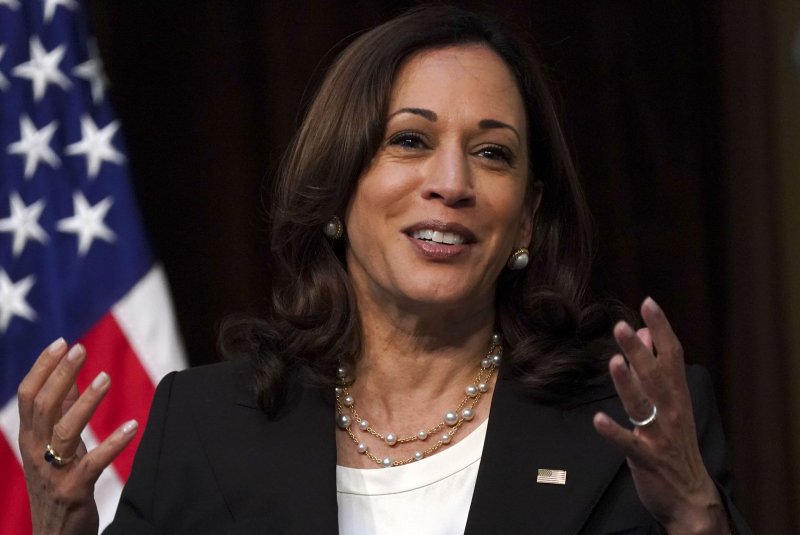 Vice President Kamala Harris addressed student debt forgiveness for former Corinthian Colleges students on Thursday. Photo by Leigh Vogel/UPI
