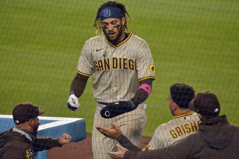 San Diego Padres shortstop Fernando Tatis Jr. was suspended for 80 games for violating MLB's performance-enhancing substance policy. File Photo by Jim Ruymen/UPI | <a href="/News_Photos/lp/0946ac5efaacf1f655631825ddea78a5/" target="_blank">License Photo</a>
