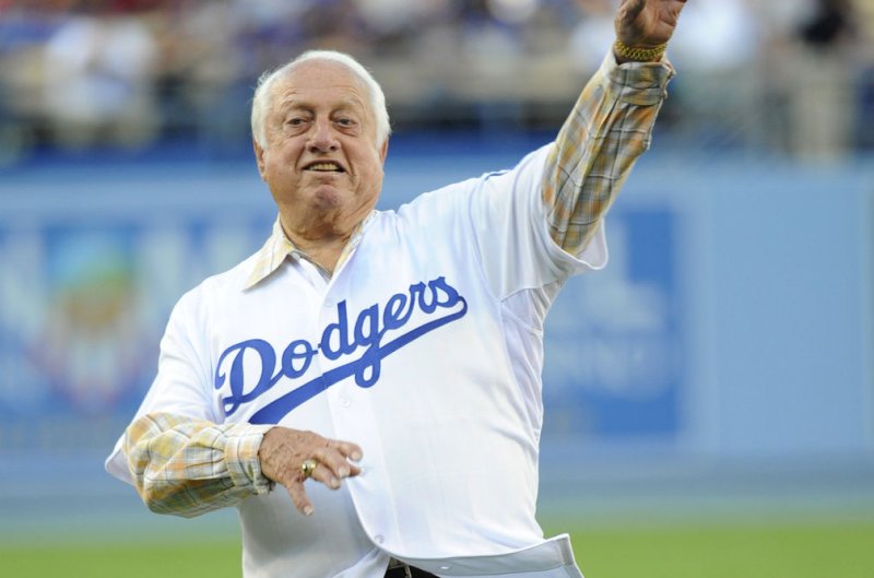Former Los Angeles Dodgers manager Tommy Lasorda managed the club from 1976-96, helping guide the franchise to two World Series titles. File Photo by Lori Shepler/UPI