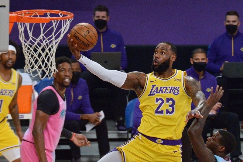 The value of LeBron James' new deal can rise to $111 million if the NBA's salary cap rises substantially higher in 2023-24. File Photo by Jim Ruymen/UPI | <a href="/News_Photos/lp/5df8bb2724b405120c4aac8a0c47adc9/" target="_blank">License Photo</a>