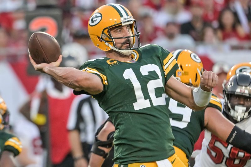 Green Bay Packers quarterback Aaron Rodgers remains under contract, but could be traded this off-season. File Photo by Steve Nesius/UPI