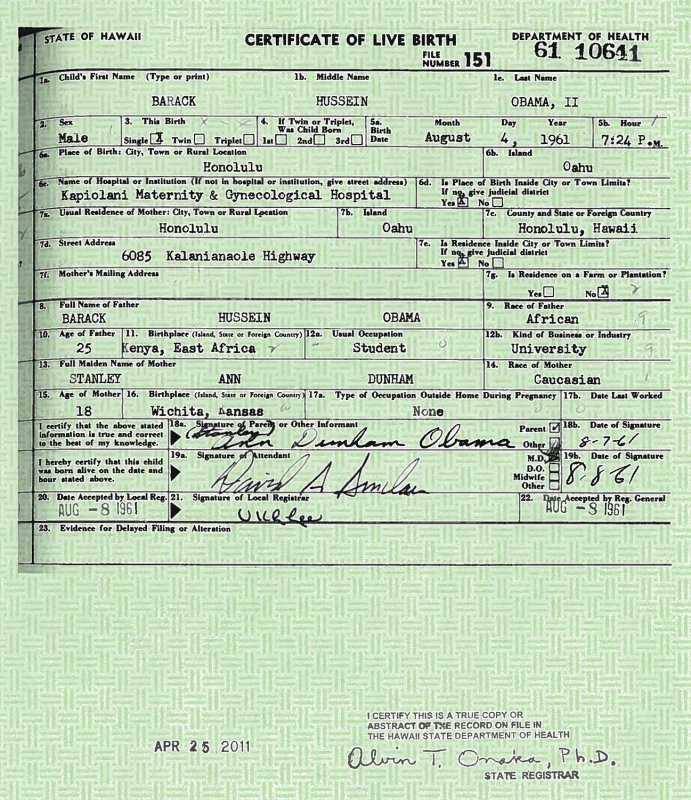 This copy of U.S. President Barack Obama's Long Form Birth Certificate was released by the White House on April 27, 2011. During a statement Obama said "We do not have time for this kind of silliness. We’ve got better stuff to do. I’ve got better stuff to do." UPI/White House