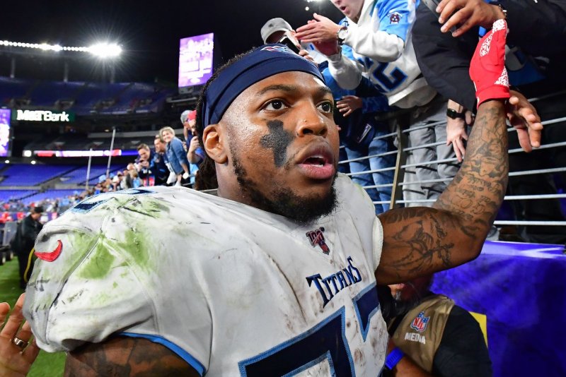 Tennessee Titans running back Derrick Henry sustained a potential season-ending knee injury in Week 8. File Photo by David Tulis/UPI