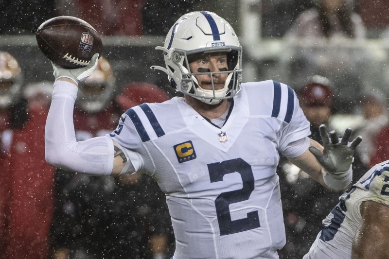 Indianapolis Colts quarterback Carson Wentz struggled at the end of the season and his team failed to make the playoffs. File Photo by Terry Schmitt/UPI
