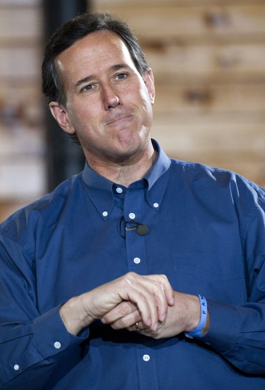 Republican presidential candidate Rick Santorum speaks at a town hall meeting in Northfield, New Hampshire on Thursday. Santorum is campaigning ahead of the New Hampshire primaries. UPI/Kevin Dietsch