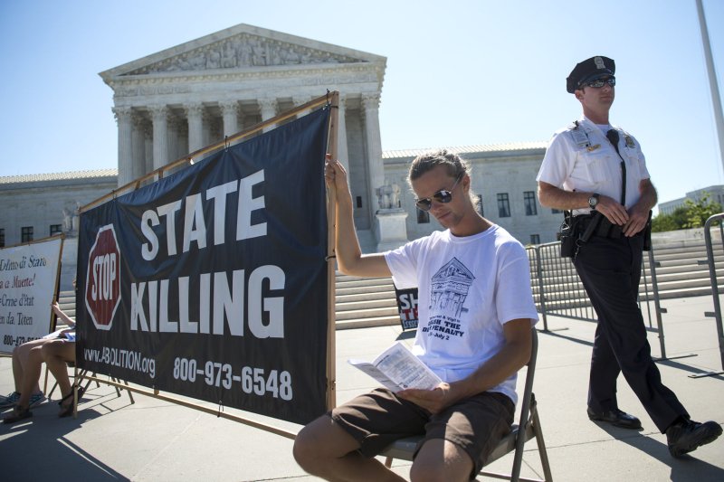 The Supreme Court on Tuesday struck down a law in Florida that allowed judges to designate death sentences for defendants instead of the jury of a murder case. The ruling mostly relies on Ring vs. Arizona, a 2002 Supreme Court decision that stated jurors have final say in death sentence cases tried by a jury. File photo by Kevin Dietsch/UPI | <a href="/News_Photos/lp/f79922fcae4d8ab12304dc1680a2de94/" target="_blank">License Photo</a>
