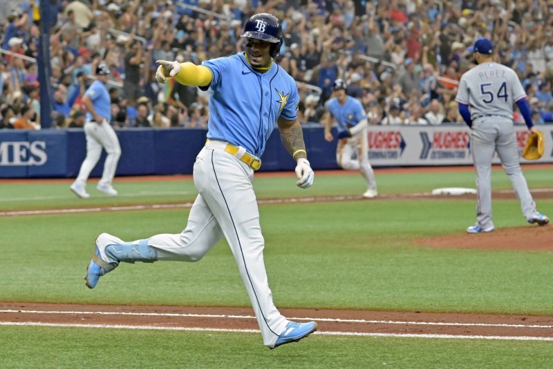 Shortstop Wander Franco was held out the Tampa Bay Rays' 6-2 loss to the Cleveland Guardians on Sunday in St. Petersburg, Fla. File Photo by Steve Nesius/UPI