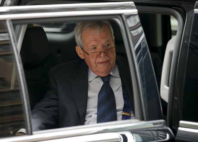Former U.S. House Speaker Dennis Hastert leaves federal court after his sentencing hearing in Chicago last year. Hastert was released from prison in July and on Tuesday a judge tightened his parole restrictions. File Photo by Kamil Krzaczynski/UPI