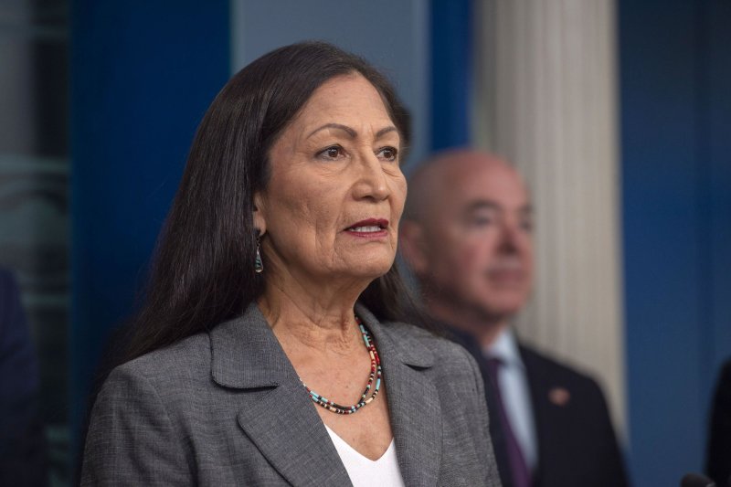 Secretary of the Interior Deb Haaland announced a new round of clean energy projects during the Western Governors Association Winter Meeting on Monday. Photo by Bonnie Cash/UPI