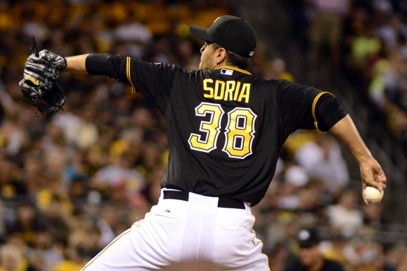 Former Pittsburgh Pirates relief pitcher Joakim Soria (38). File photo by Archie Carpenter/UPI