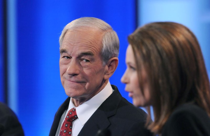 Republican Presidential candidate Ron Paul takes part in the ABC News GOP Debate, at Sheslow Hall on the campus of Drake University, Saturday December 10, 2011 in Des Moines, Iowa. The Iowa Caucus for the Republican presidential nomination is January 3, 2012. UPI/Steve Pope
