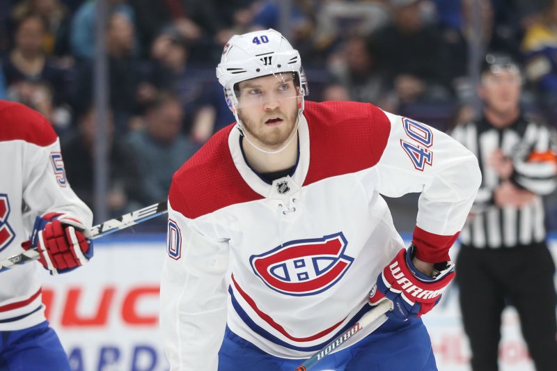 Montreal Canadiens forward Joel Armia, shown Jan. 10, 2019, has recorded eight points over 17 games this postseason. File Photo by Bill Greenblatt/UPI